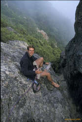 Scott getting ready to climb at Mt Doom