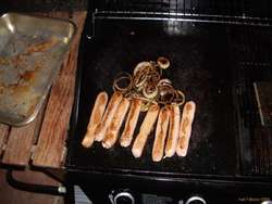 Yummy sausages and onions