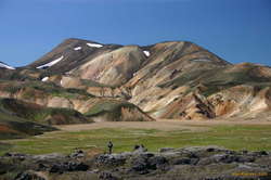 Colourful hills and a meadow near Landmannalaugar