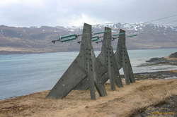 Interesting pylons by Þorskafjörður