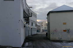Cold frosty deserted back alley