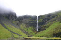 One of the many beautiful waterfalls on the drive in to Núpstaðurskógar