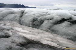 That's not ice :)  Nasty looking rotten snow bridge over a crevasse