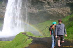 Nerida, Jared, and a rainbow at Seljalandfoss