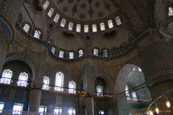 Stained glass and domes in the Blue Mosque