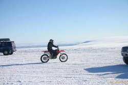 Good weather day, even the dirt bikers are on the glacier