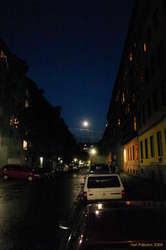 Moonrise on a side street in Berlin