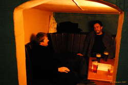 Olstar and Petar in one of the alcoves at the Sapphire Lounge