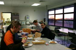 Marcin, Michael, Nikolay, breakfast in Dublin