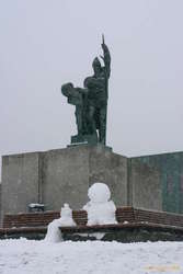 Snowmen keeping Ingolfur company