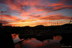 Sunset in the small boat harbour