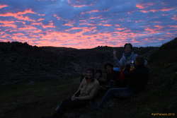 Karl, Hogga, Anna, Sigga Dís and Palli, Sunrise at Berserkerhraun