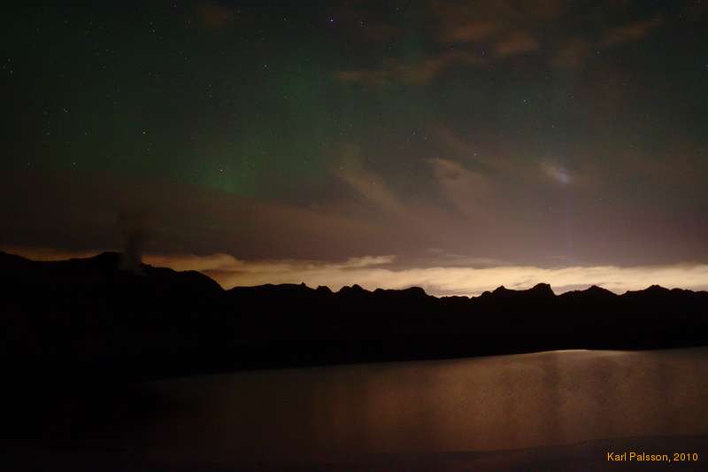 Aurora over Grænavatn and Seltún