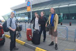 Bjöggi, Tóta, Eva and I, leaving for Scotland