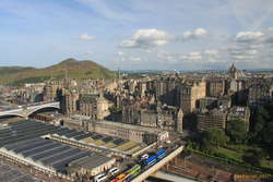 Arthur's seat behind the old town, from the Scott Monument
