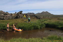 Swimming in Iceland, Hafrafell in the distance