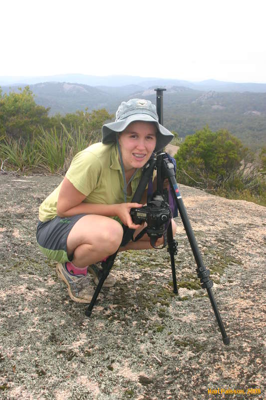 Helen taking lichen pictures
