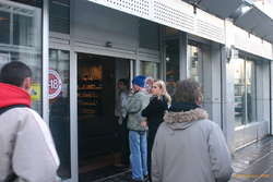 The line outside the bottle shop before being closed for two days for easter