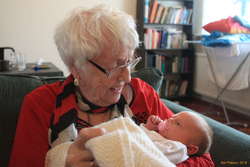 With Great Grandma Kristín
