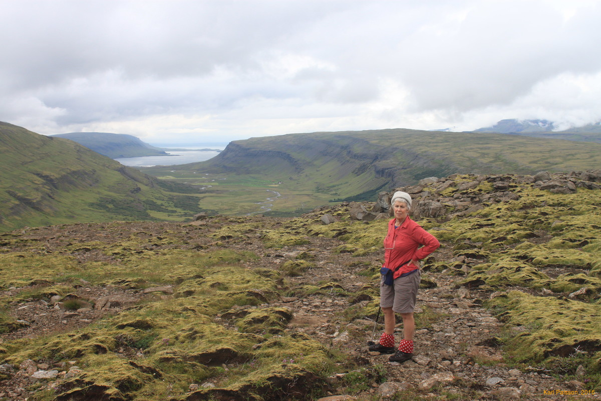 Mum above Þórisgil (trademark eyes closed photo)