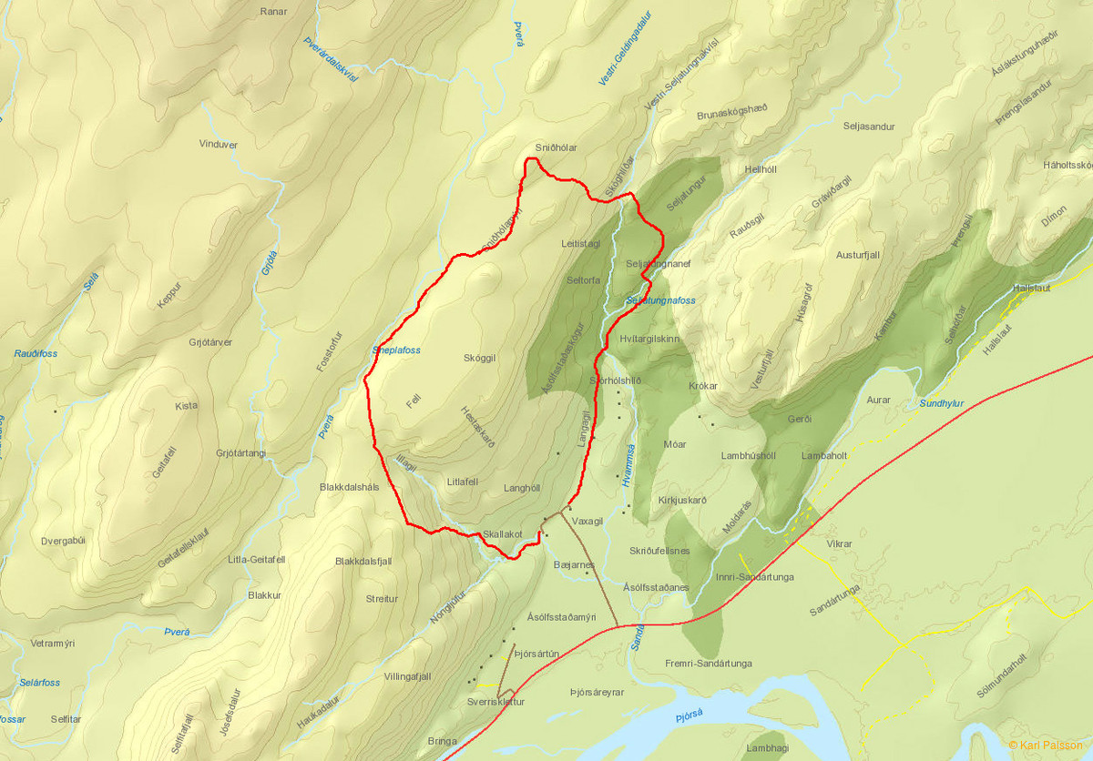 Route map, walked clockwise