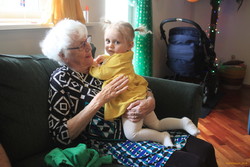 Stella and Great Grandma Kristin